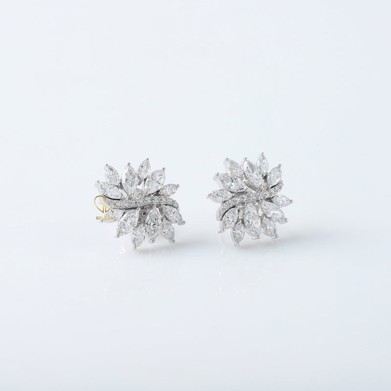 Marquise Cut Lab Grown Diamond Floral Style Earrings