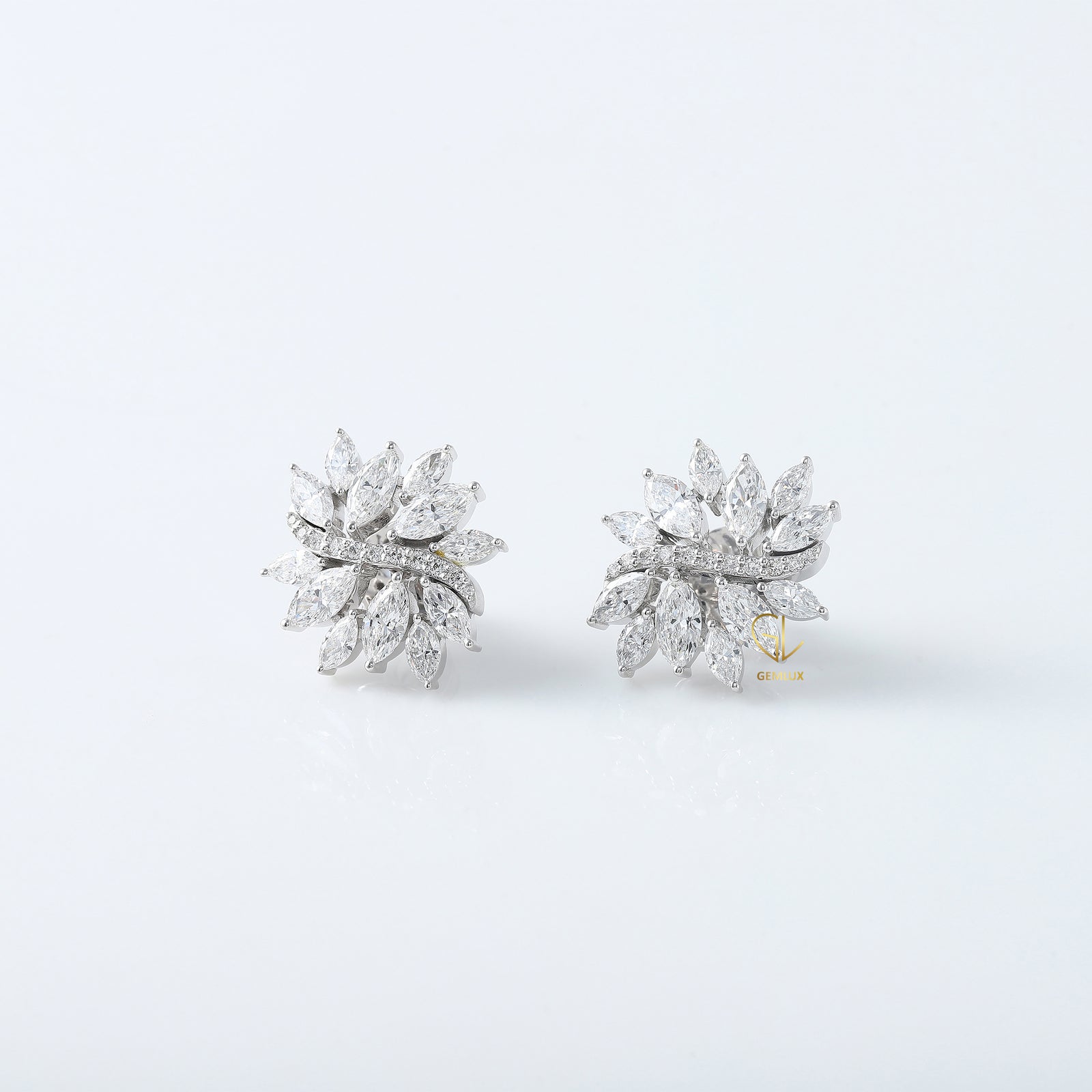 Marquise Cut Lab Grown Diamond Floral Style Earrings