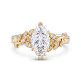 Marquise Cut Lab Grown Diamond Leaf Vine Engagement Nature Inspired Ring