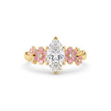 Marquise Cut Lab Grown Diamond Pink Blossom Floral Engagement Ring
