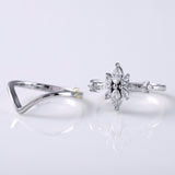Marquise Cut Lab Grown Engagement Ring Set With Curved Solitaire Band