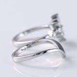 Marquise Cut Lab Grown Engagement Ring Set With Curved Solitaire Band