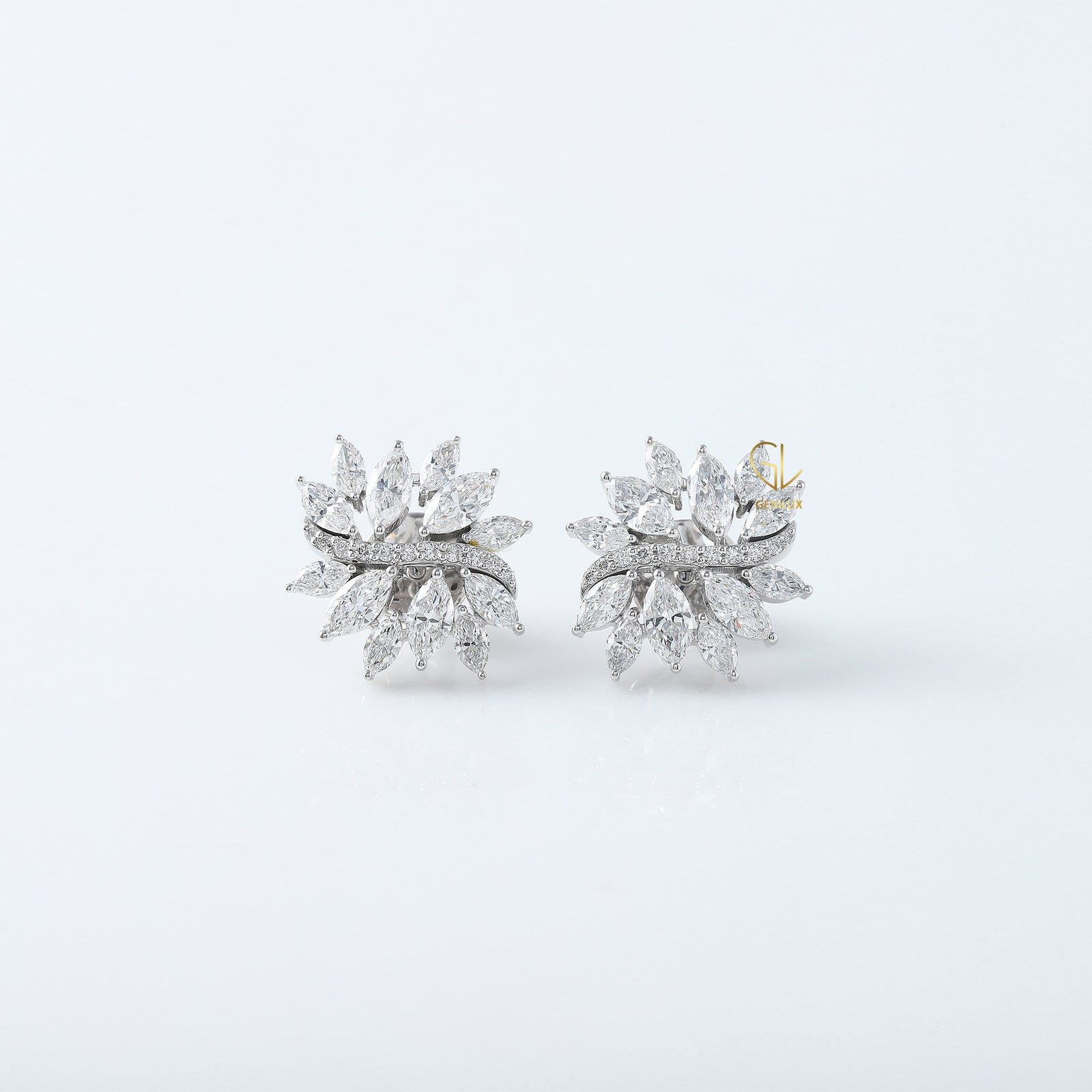 Marquise Cut Moissanite Diamond Floral Earrings