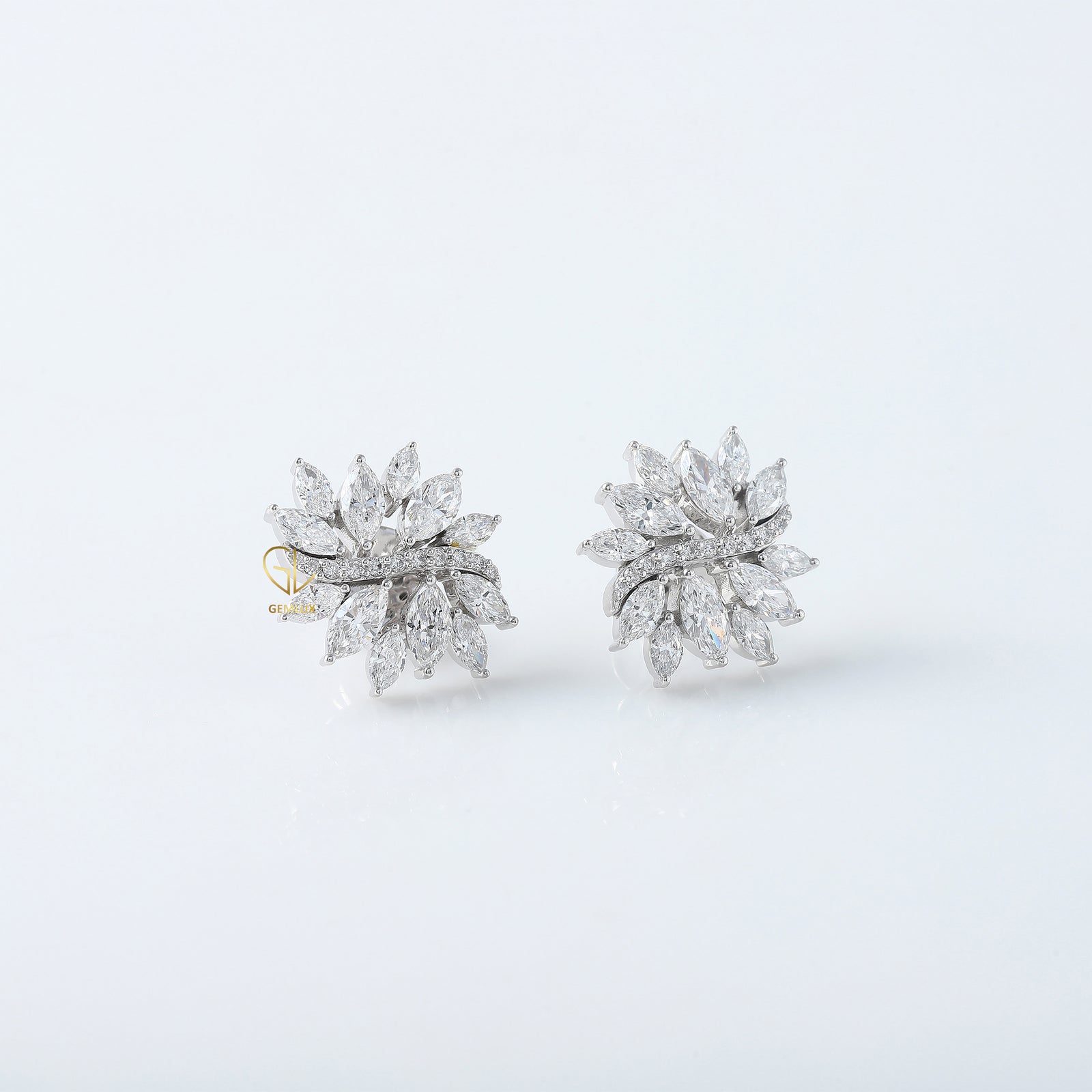 Marquise Cut Moissanite Diamond Floral Earrings