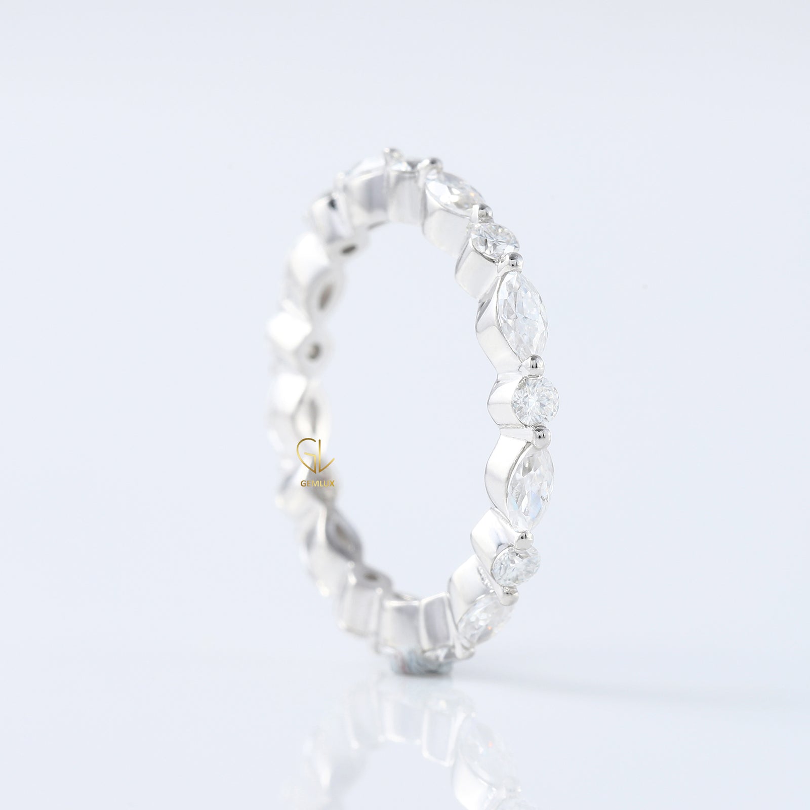 Marquise & Round Cut Lab Grown Diamond Eternity Wedding Band