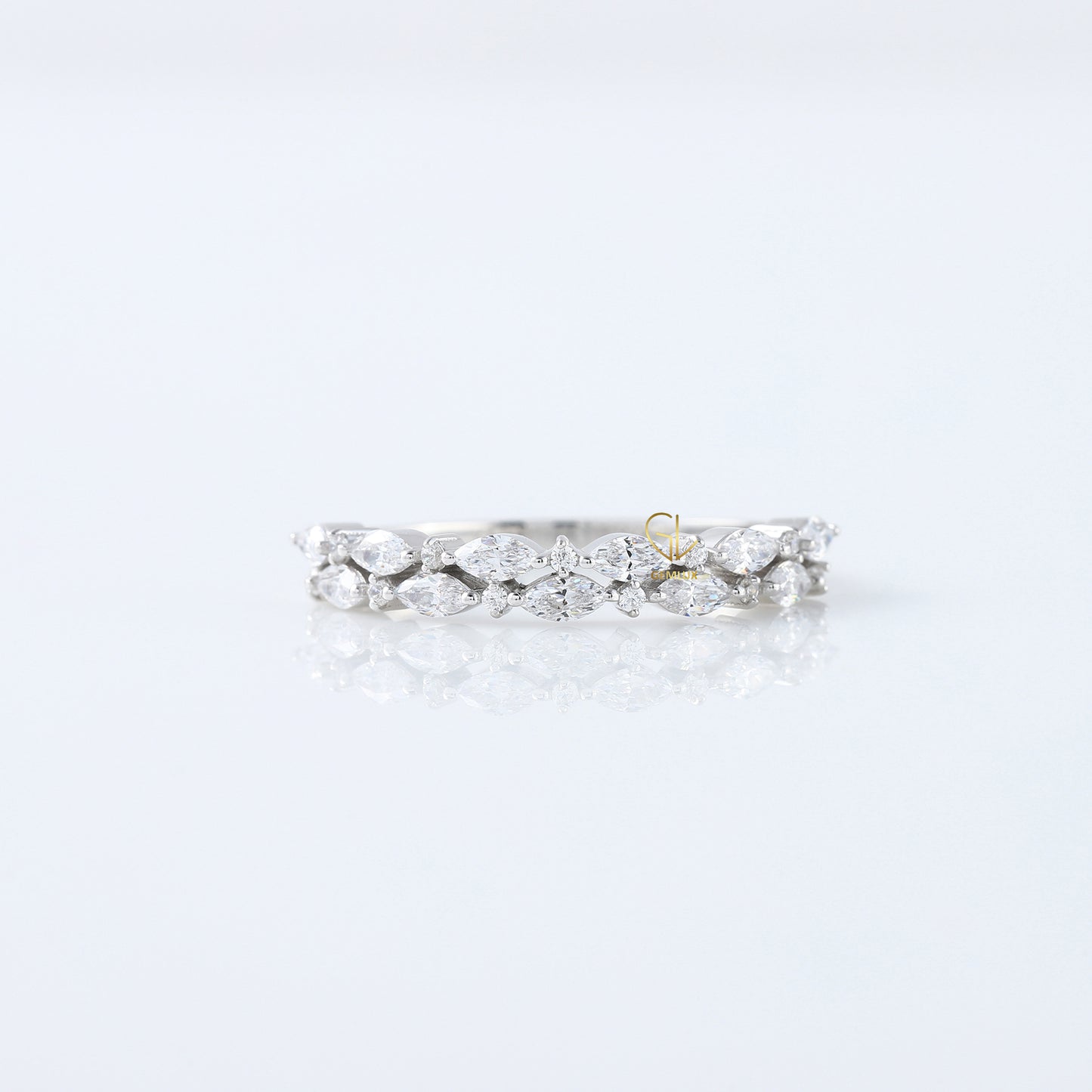 Marquise & Round Cut Lab Grown Half Eternity Band