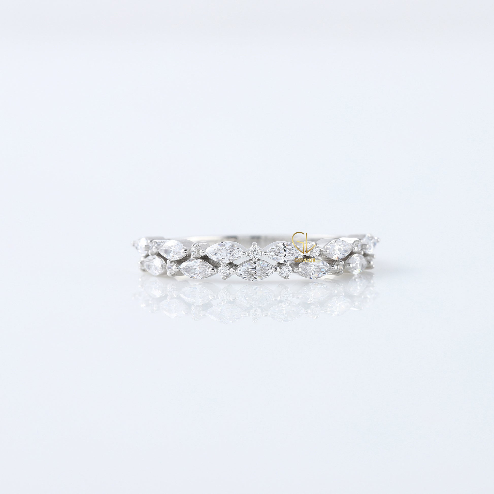 Marquise & Round Cut Lab Grown Half Eternity Band