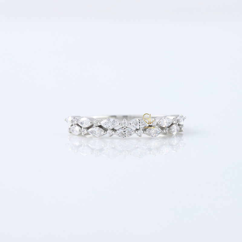 Marquise & Round Cut Lab Grown Half Eternity Band