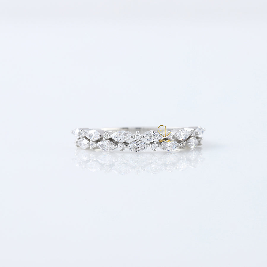 Marquise & Round Cut Lab Grown Half Eternity Band