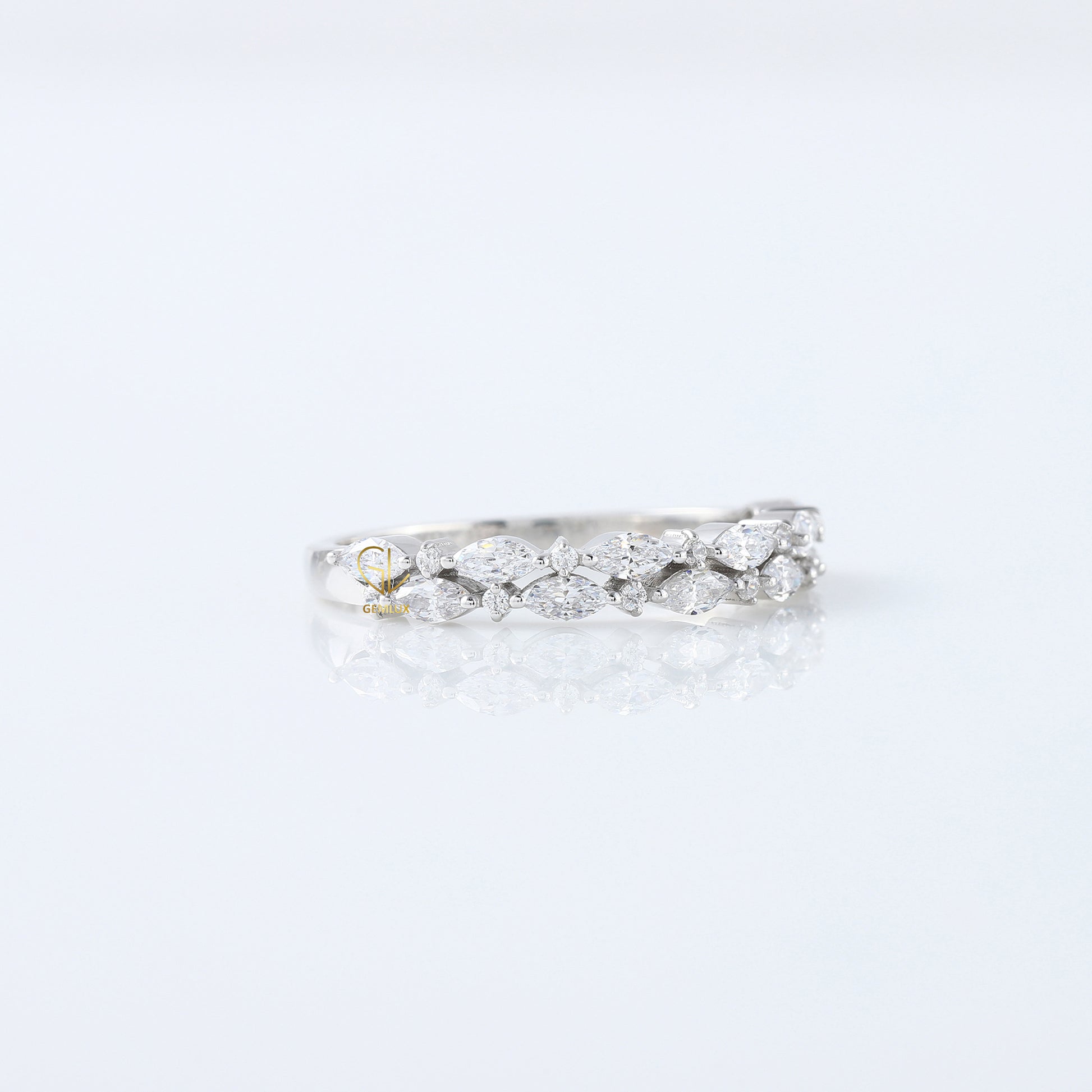 Marquise & Round Cut Lab Grown Half Eternity Band