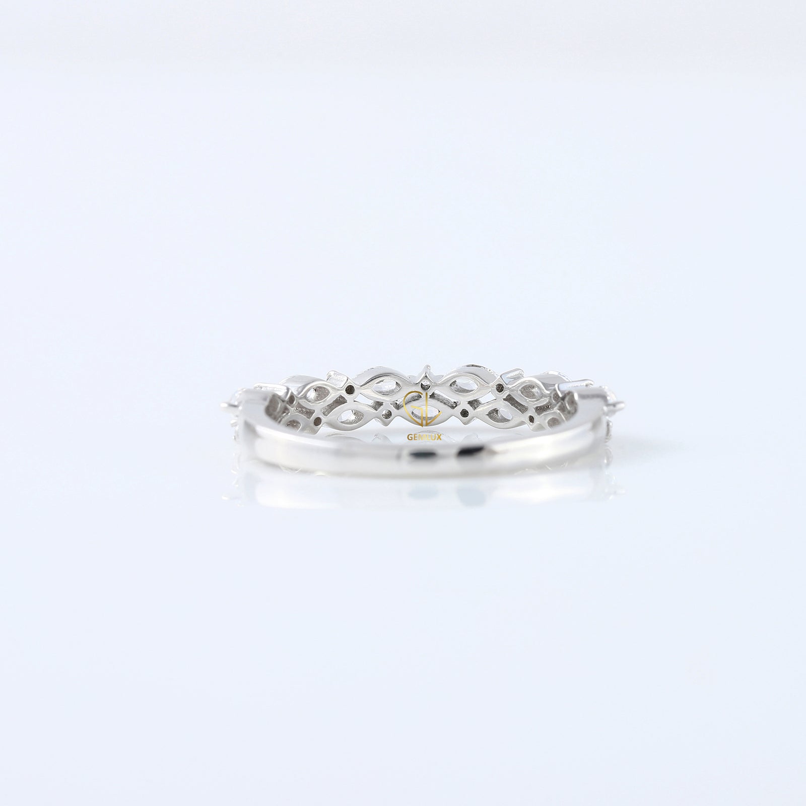 Marquise & Round Cut Moissanite Diamond Two Row Half Eternity Band