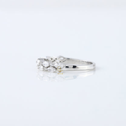 Marquise & Round Cut Moissanite Diamond Two Row Half Eternity Band