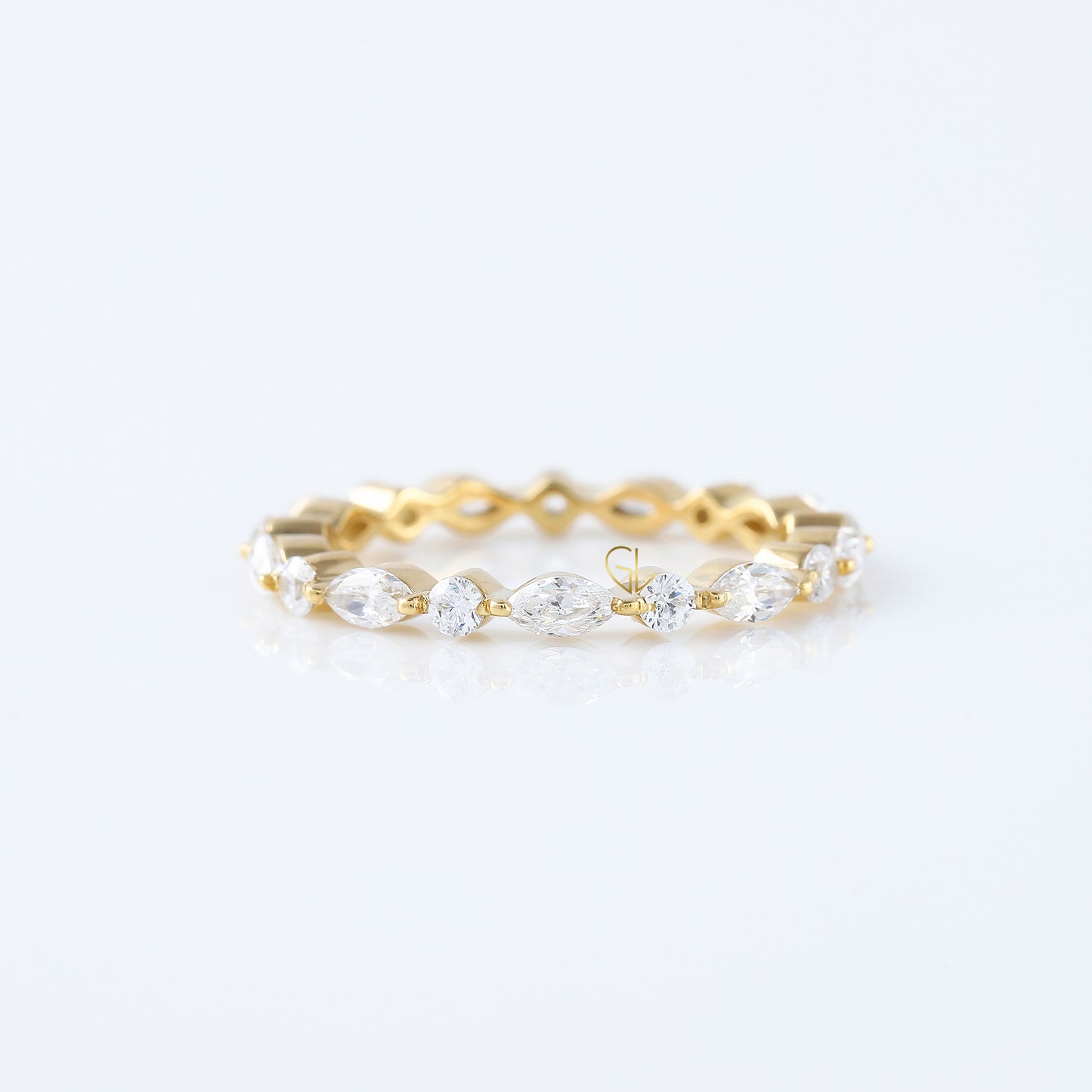 Marquise Cut & Round Cut Lab Grown Diamond Eternity Wedding Band