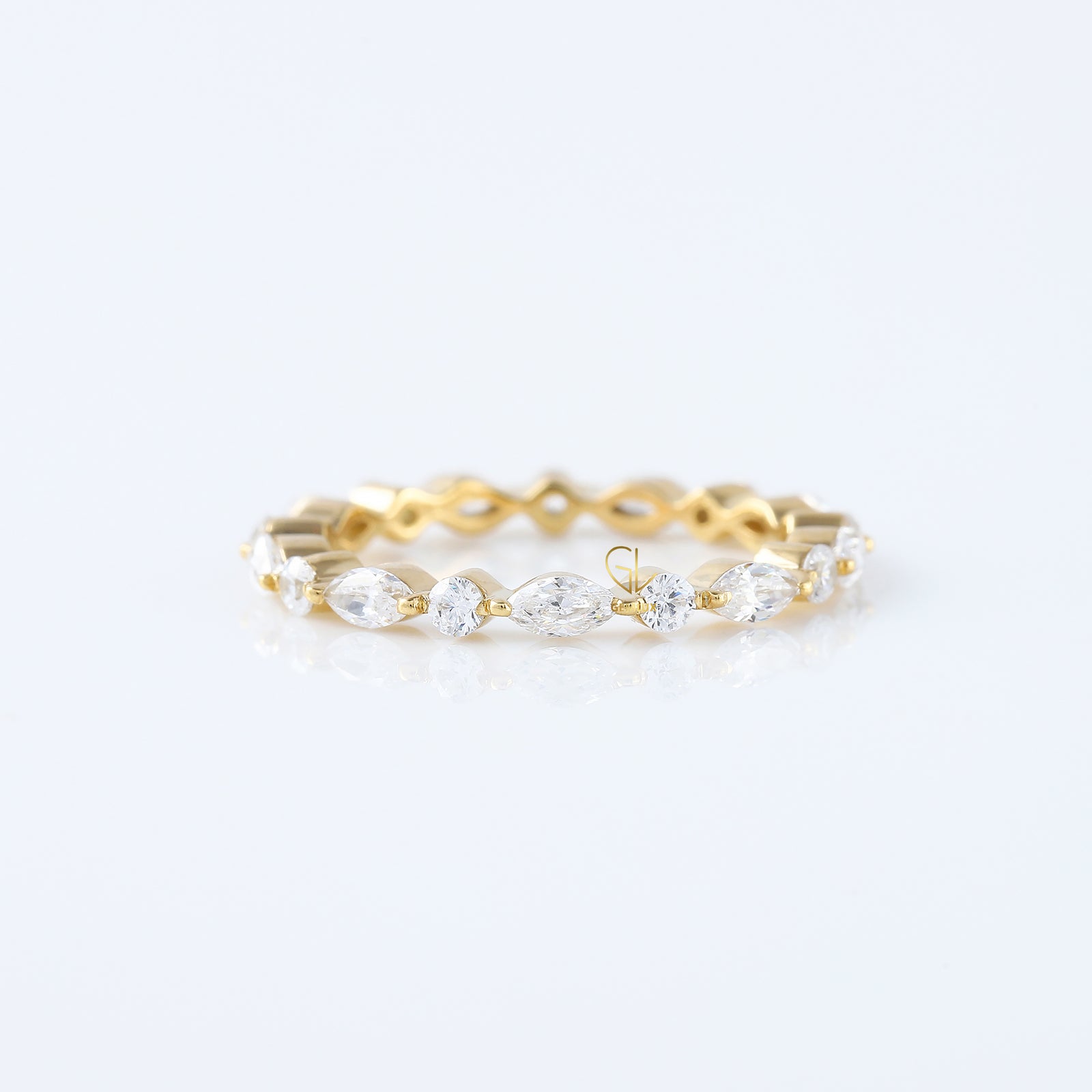 Marquise Cut & Round Cut Lab Grown Diamond Eternity Wedding Band