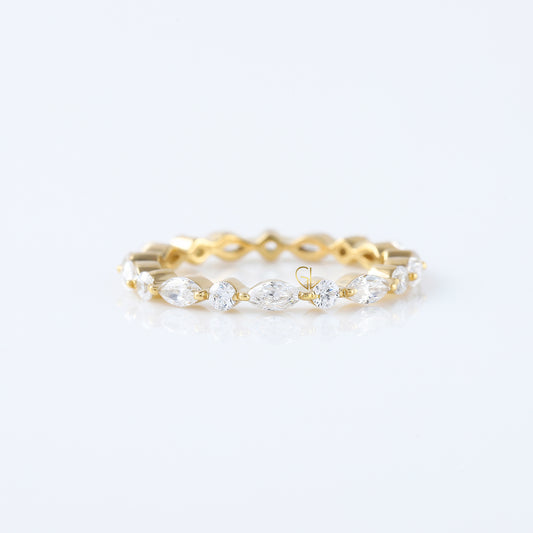 Marquise Cut & Round Cut Lab Grown Diamond Eternity Wedding Band