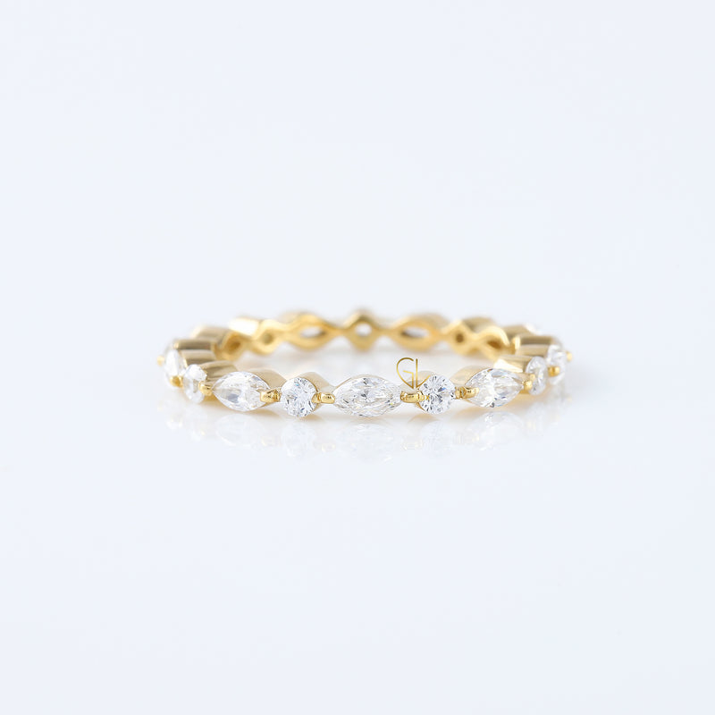Marquise & Round Cut Lab Grown Diamond Eternity Wedding Band