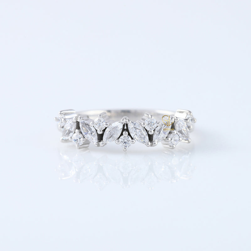 Marquise & Round Half Eternity Stacking Wedding Band