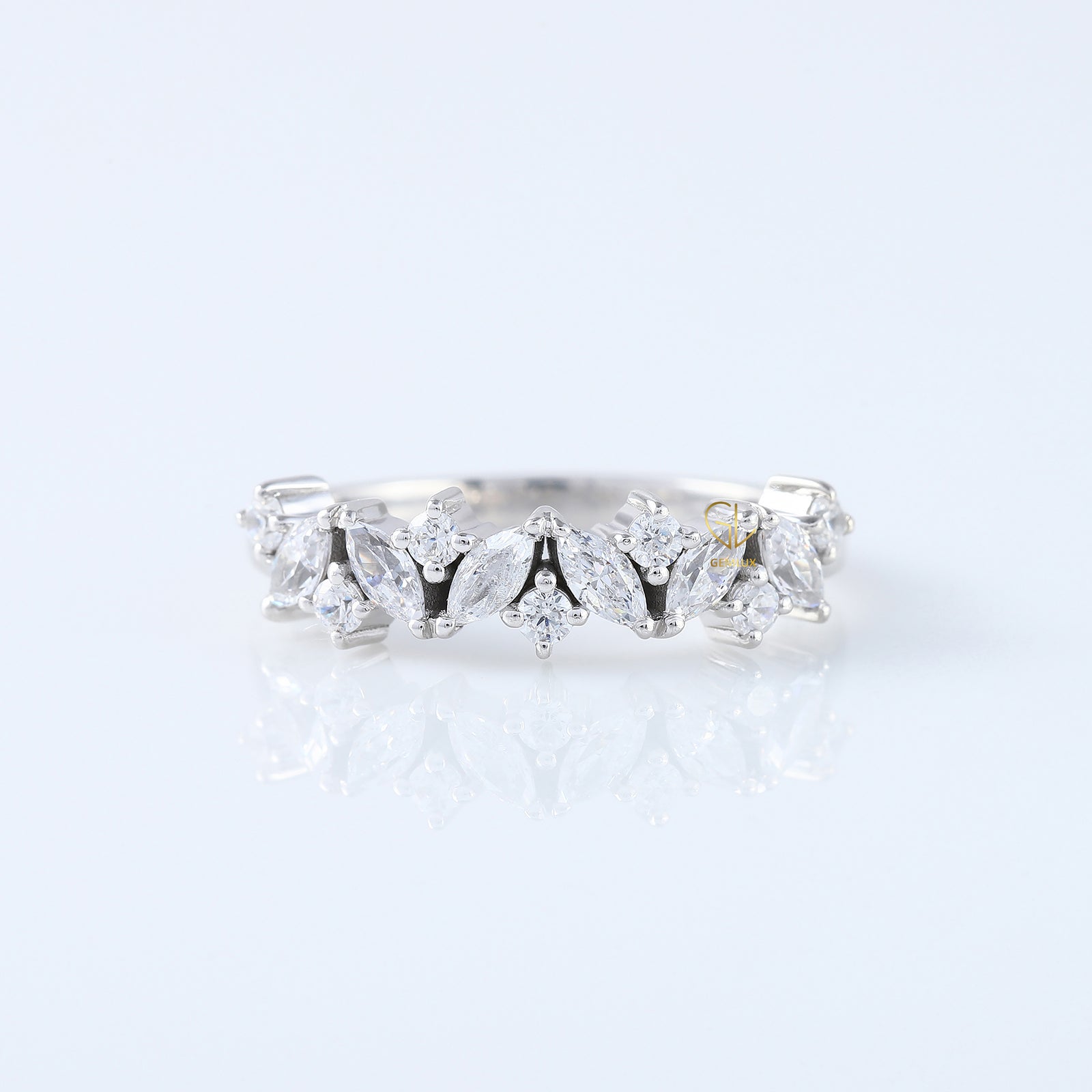 Marquise & Round Lab Grown Wedding Band