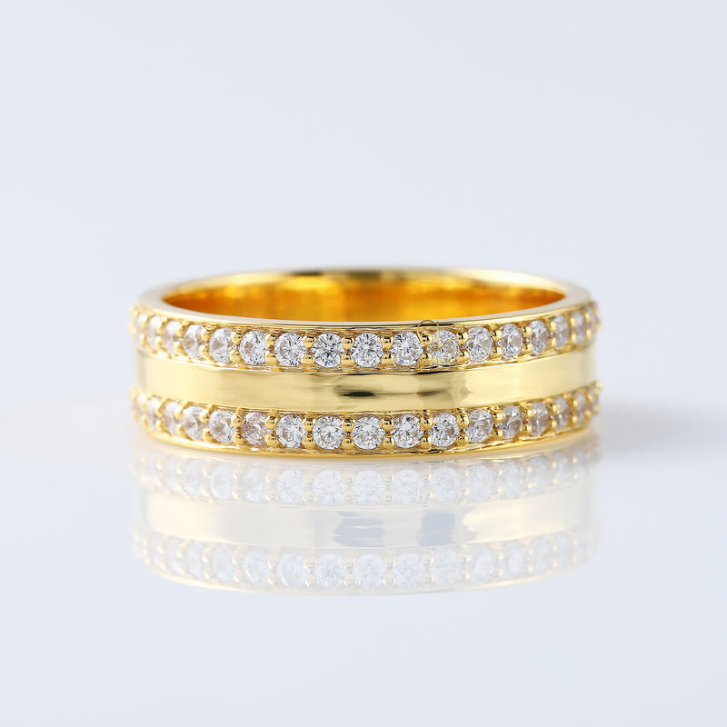 Men's Two Row Round Moissanite Full Eternity Band