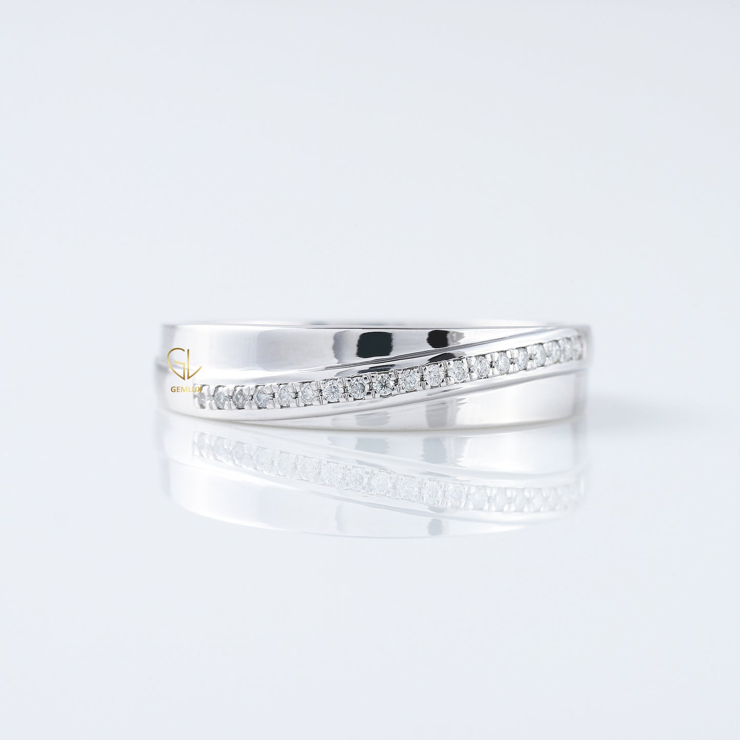 Micro Pave Set Round Moissanite Diamond Wedding Band