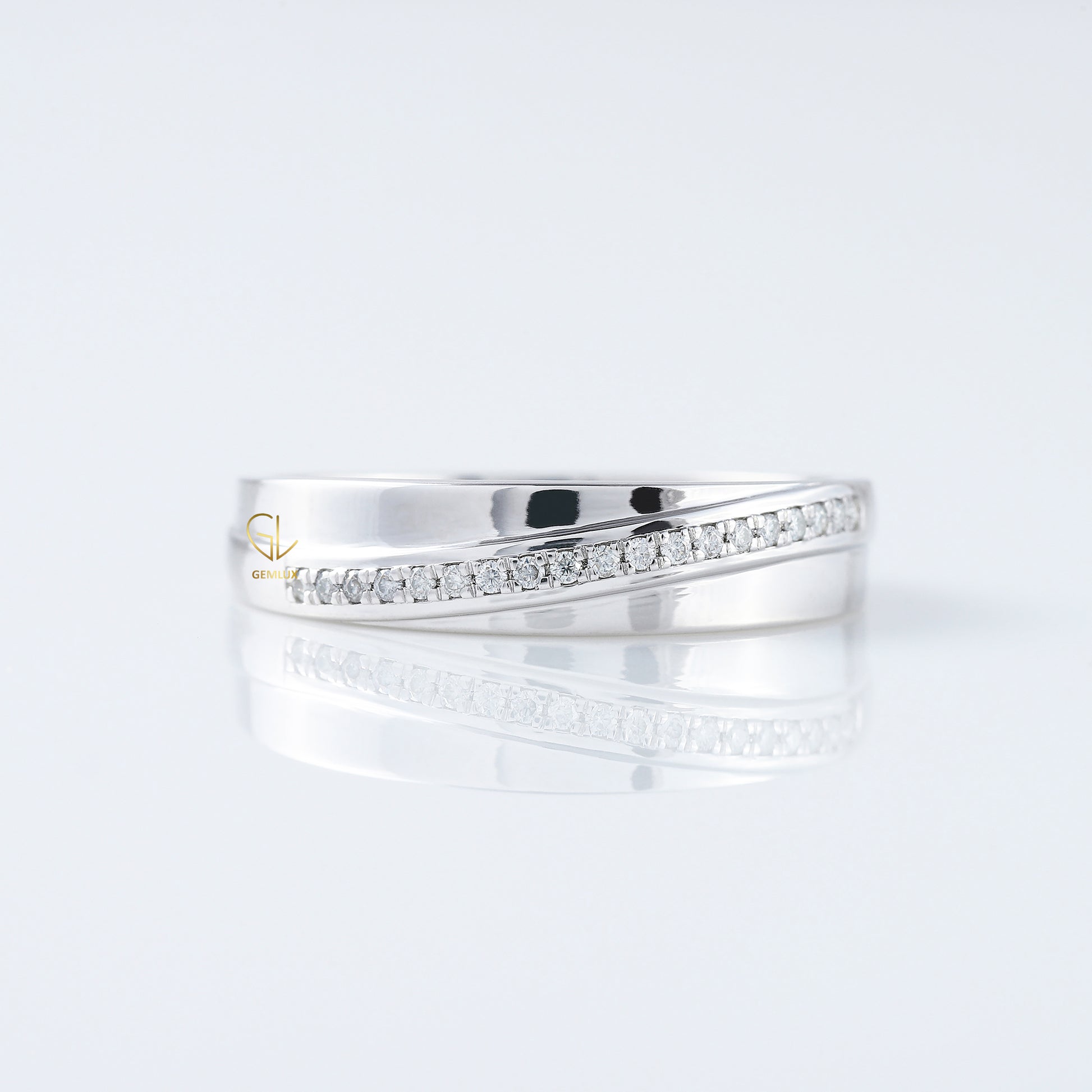 Micro Pave Set Round Moissanite Diamond Wedding Band