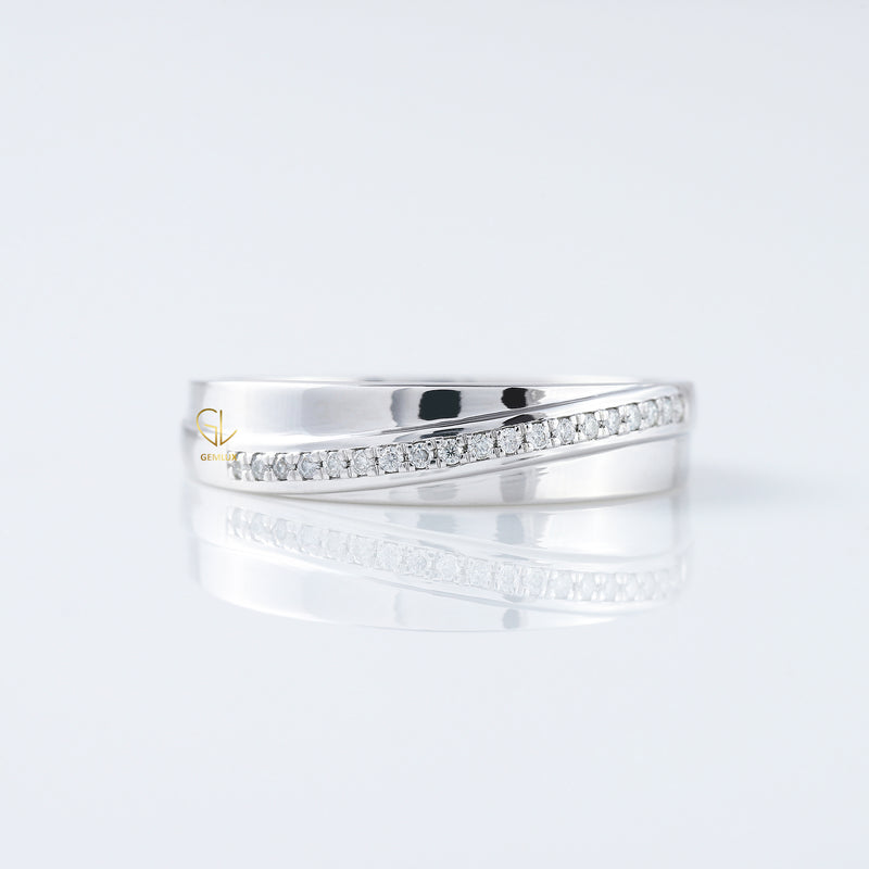 Micro Pave Set Round Moissanite Diamond Wedding Band