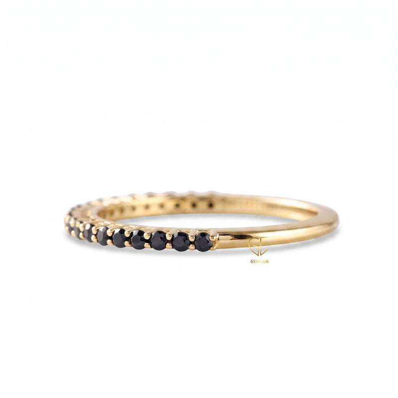 Minimalist Black Round Moissanite Wedding Band