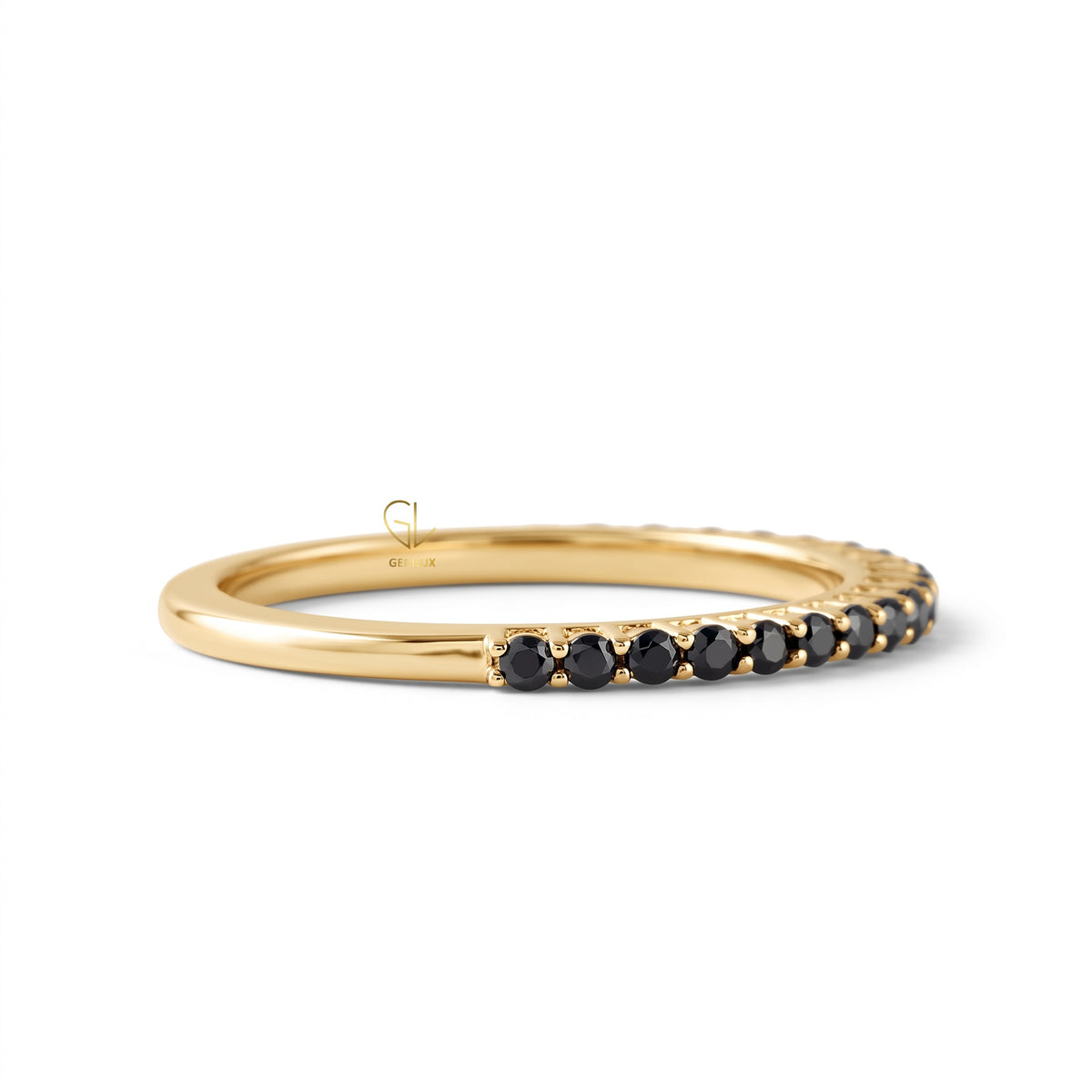 Minimalist Black Round Moissanite Wedding Band