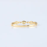 minimalist band, alternative stone eternity band, marquise and round moissanite matching band, yellow gold eternity wedding band; 
