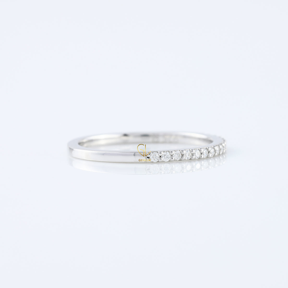 Minimalist Round Cut Lab Grown Eternity Wedding Band
