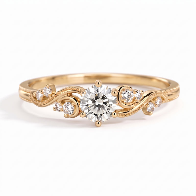 Minimalist Swirl Round Lab-Grown Diamond Ring