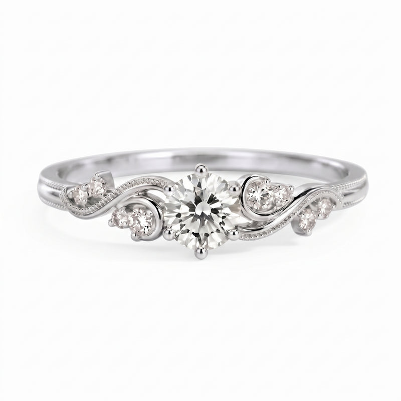 Minimalist Swirl Round Lab-Grown Diamond Ring