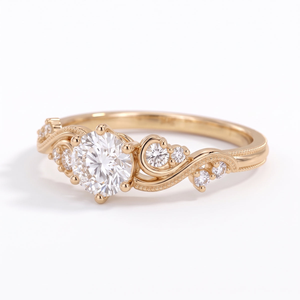 Minimalist Swirl Round Lab Grown Diamond Ring