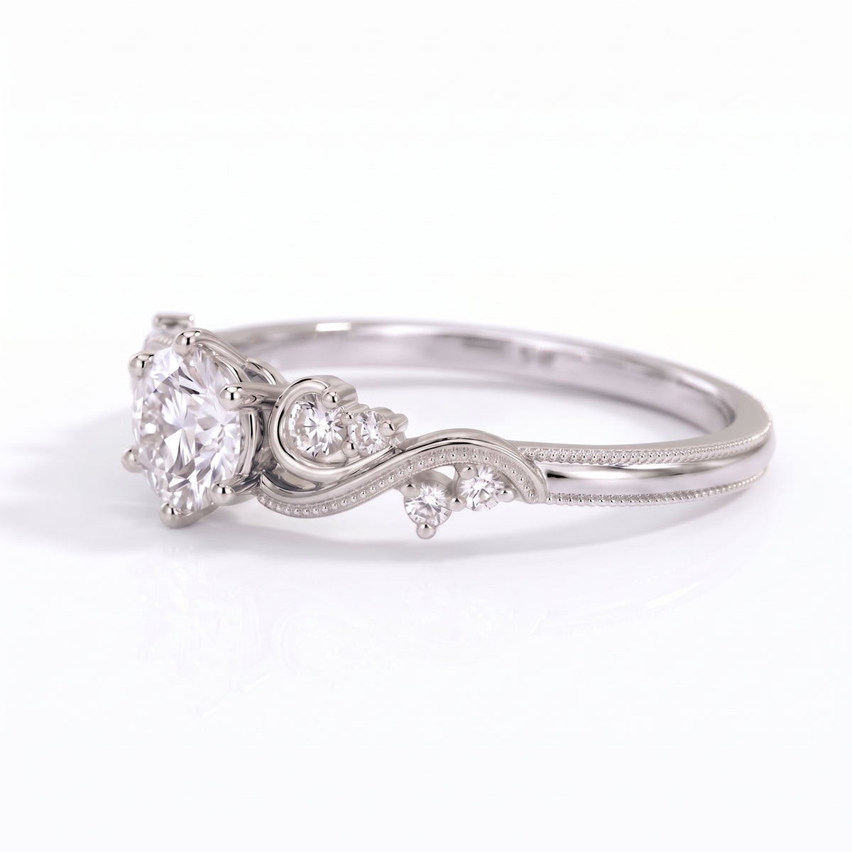 Minimalist Swirl Round Lab Grown Diamond Ring