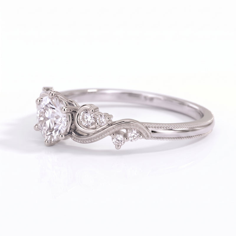 Minimalist Swirl Round Lab Grown Diamond Ring