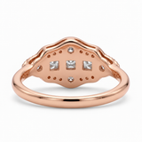 Vintage Art Deco three-stone lab-grown diamond ring with milgrain geometric setting