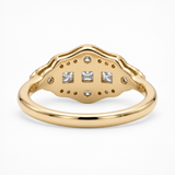 Vintage Art Deco three-stone lab-grown diamond ring with milgrain geometric setting