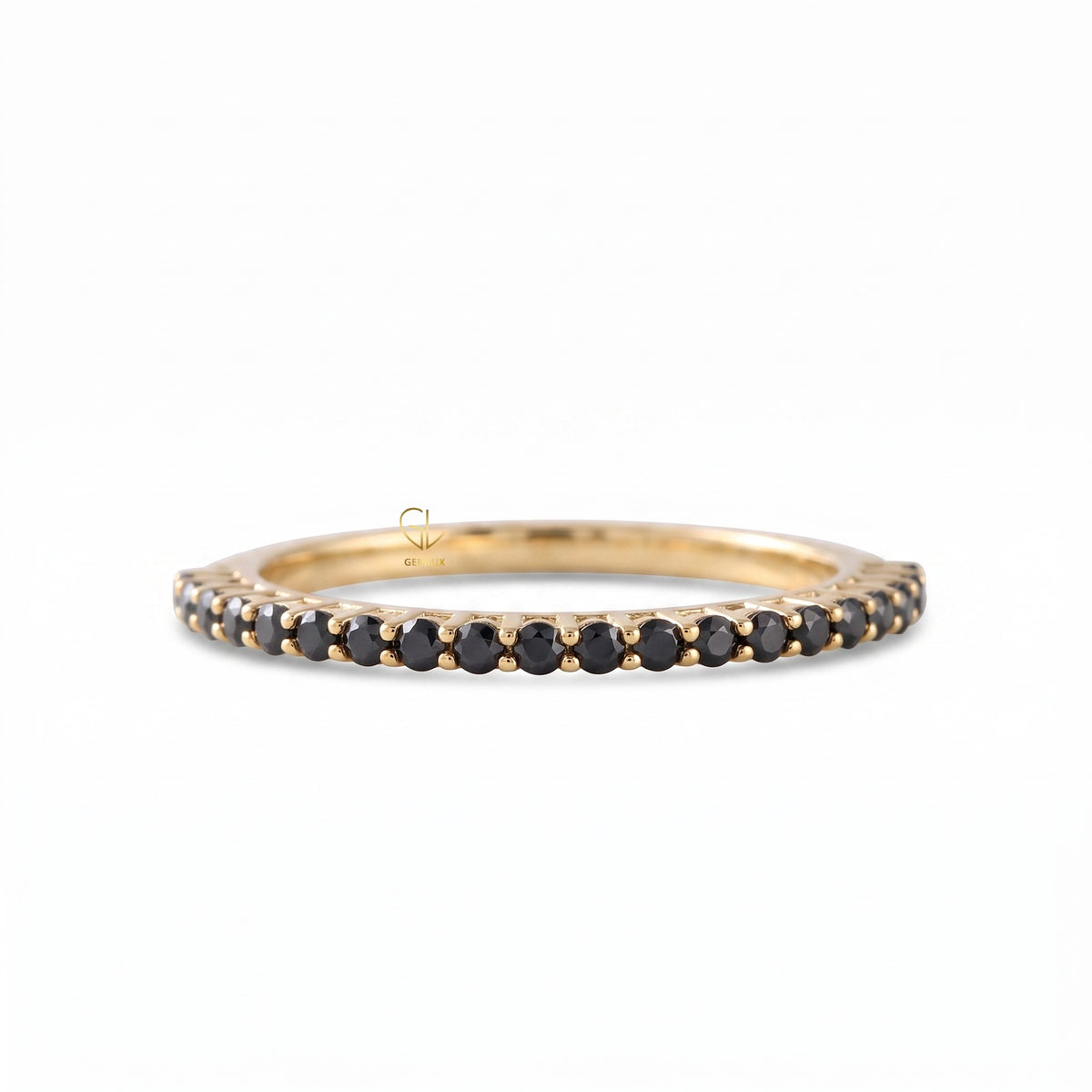 Minimalist Black Round Moissanite Wedding Band