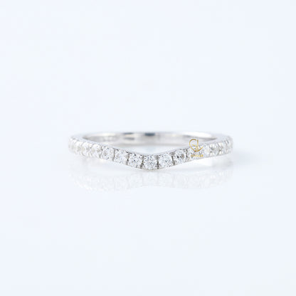 Minimalist Ring, Round Cut Lab Grown Diamond Curved Wedding Ring