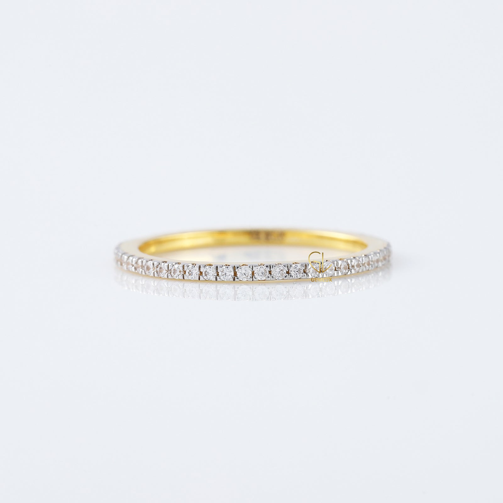Minimalist Round Moissanite Eternity Wedding Band