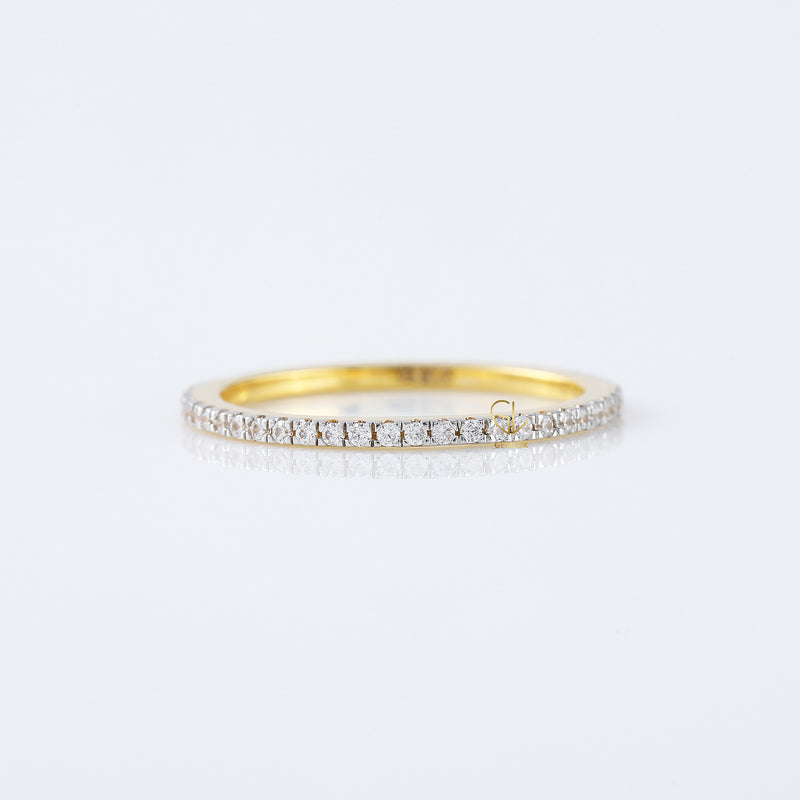 Minimalist Round Moissanite Two Tone Eternity Wedding Band