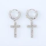 Moissanite Diamond Cross Hoop Earrings