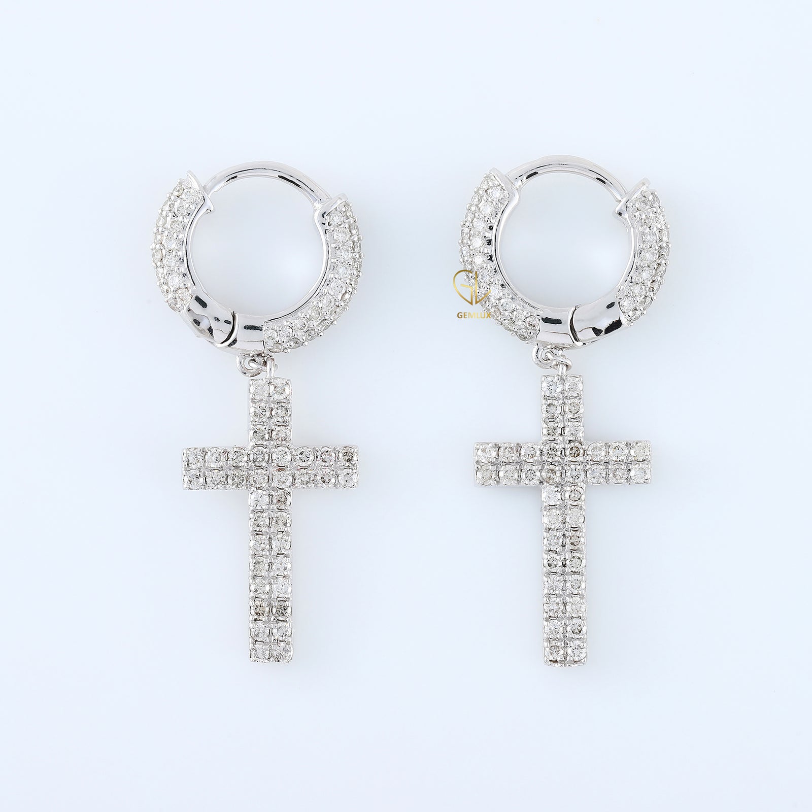 Moissanite Diamond Cross Hoop Earrings
