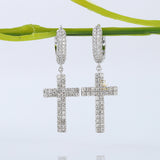 Moissanite Diamond Cross Hoop Earrings