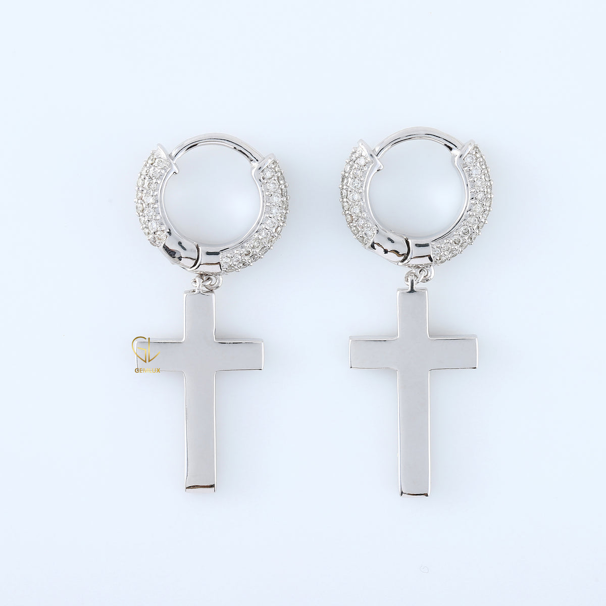 Moissanite Diamond Cross Hoop Earrings