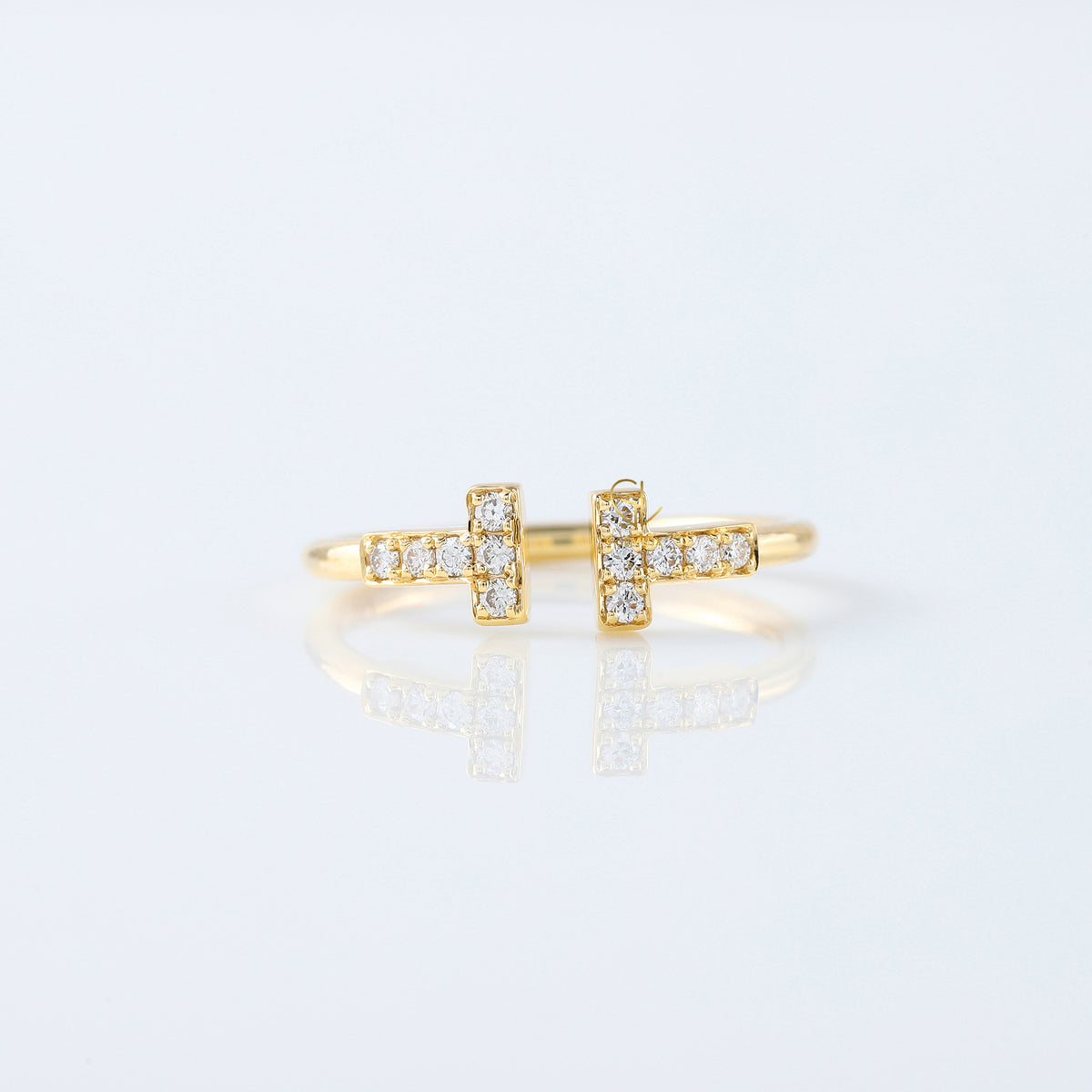Moissanite Diamond Yellow Gold T Wire Ring For Her
