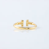 Moissanite Diamond Yellow Gold T Wire Ring For Her