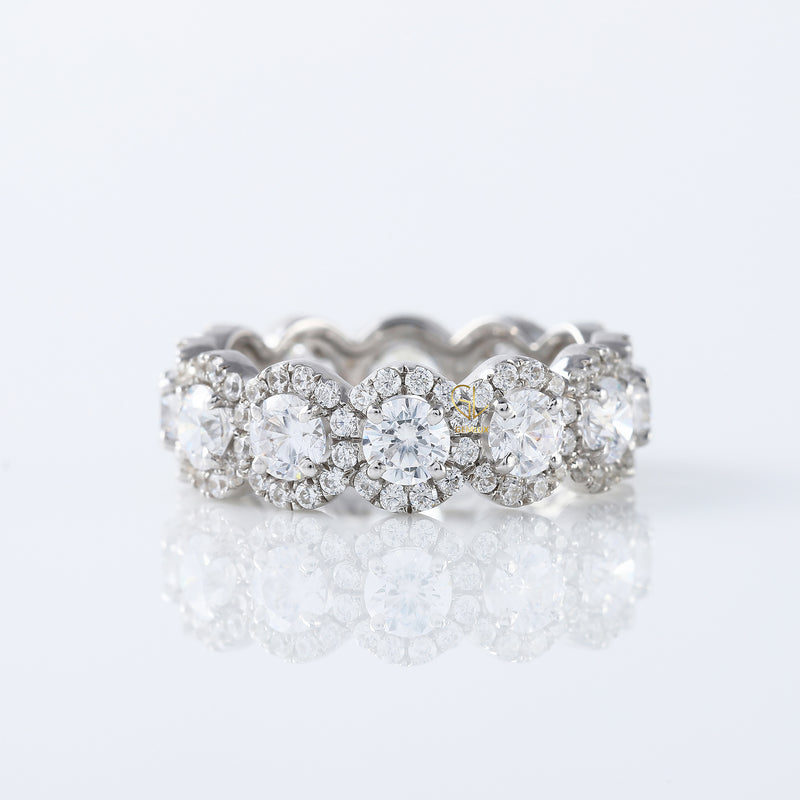 Round Cut Moissanite Eternity Wedding Band