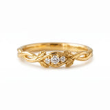 Round-cut lab-grown diamond leaf vine engagement ring | By Gemlux Jewels