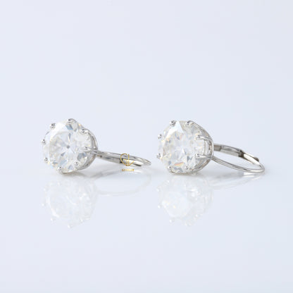 Old European Round Cut Moissanite Drop Earrings